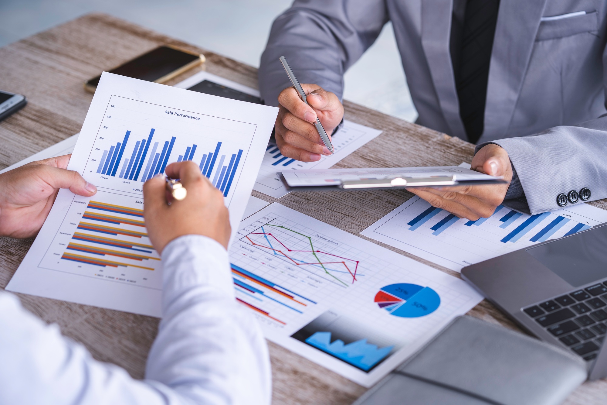 Business Consulting meeting working and brainstorming new business project finance investment. Conce